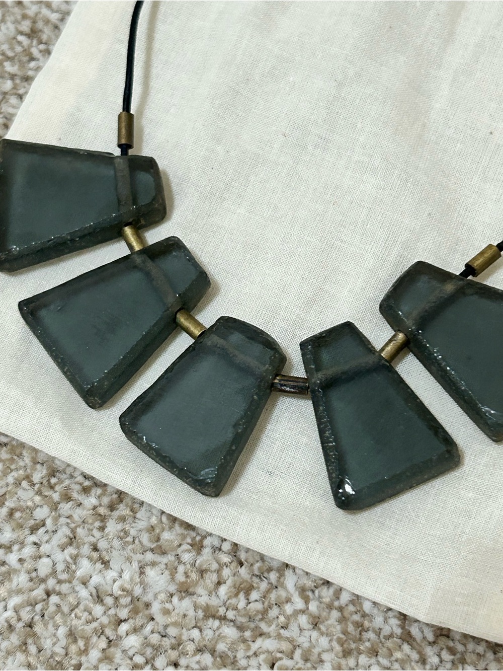 Minimalist handmade glass Black Statement Necklace for Women - Picture 3 of 7